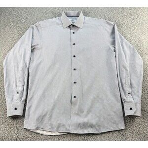 Eton Poplin Dress Shirt Mens 39 15.5 Blue Contemporary Button Up Long Sleeve